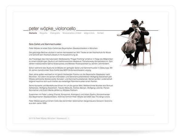 Cellist-Webseite // Webdesign München