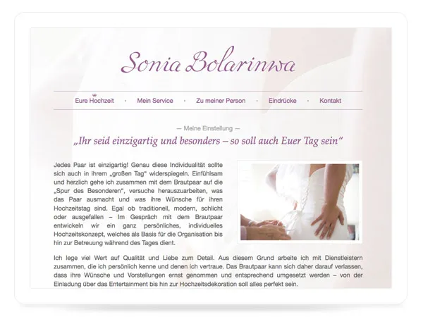 Hochzeitsplanerin-Webseite // Webdesign München