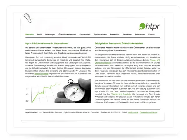 Webseite für einen PR-Journalisten